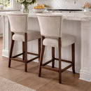 Cartier Dove Grey Linen Counter Stool in Maron-Dovetailed &amp; Doublestitched
