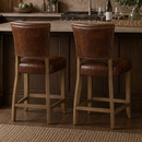 Cartier Leather Counter Stool in Briarsmoke-Dovetailed &amp; Doublestitched