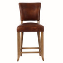 Cartier Leather Counter Stool in Briarsmoke-Dovetailed &amp; Doublestitched