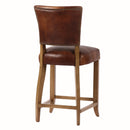 Cartier Leather Counter Stool in Briarsmoke-Dovetailed &amp; Doublestitched