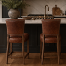 Cartier Leather Counter Stool in Maron-Dovetailed &amp; Doublestitched