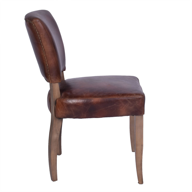 Cartier Leather Dining Chair in Briarsmoke-Dovetailed &amp; Doublestitched