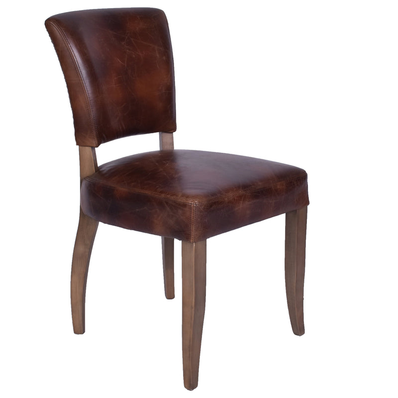 Cartier Leather Dining Chair in Briarsmoke-Dovetailed &amp; Doublestitched