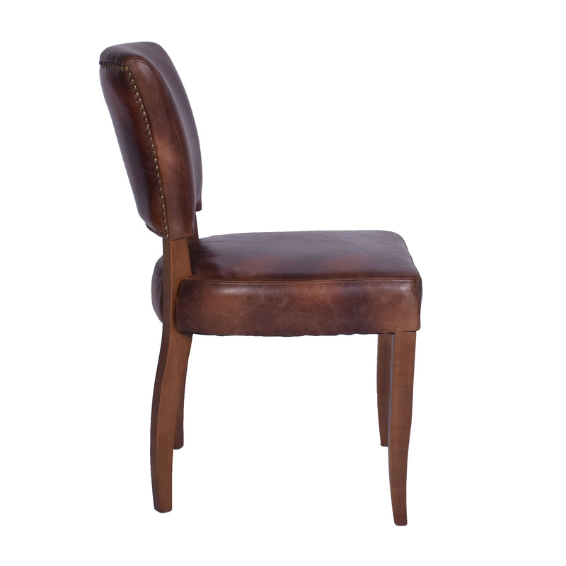 Cartier Leather Dining Chair in Maron-Dovetailed &amp; Doublestitched