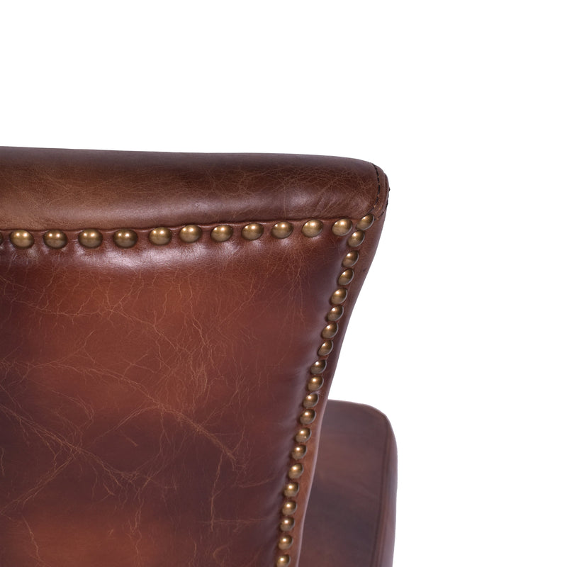 Cartier Leather Dining Chair in Maron-Dovetailed &amp; Doublestitched