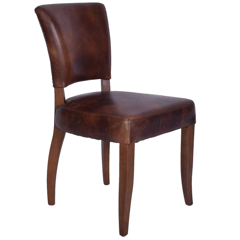 Cartier Leather Dining Chair in Maron-Dovetailed &amp; Doublestitched