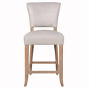Cartier Light Grey Leather Counter Stool in White Wash-Dovetailed &amp; Doublestitched
