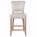 Cartier Light Grey Leather Counter Stool in White Wash-Dovetailed &amp; Doublestitched