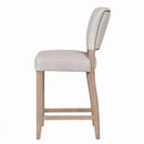 Cartier Light Grey Leather Counter Stool in White Wash-Dovetailed &amp; Doublestitched