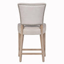 Cartier Light Grey Leather Counter Stool in White Wash-Dovetailed &amp; Doublestitched