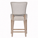 Cartier Light Grey Leather Counter Stool in White Wash-Dovetailed &amp; Doublestitched