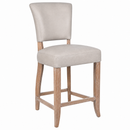 Cartier Light Grey Leather Counter Stool in White Wash-Dovetailed &amp; Doublestitched