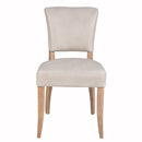 Cartier Light Grey Leather Dining Chair in White Wash-Dovetailed &amp; Doublestitched