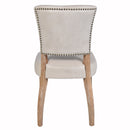 Cartier Light Grey Leather Dining Chair in White Wash-Dovetailed &amp; Doublestitched