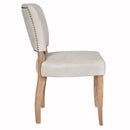 Cartier Light Grey Leather Dining Chair in White Wash-Dovetailed &amp; Doublestitched