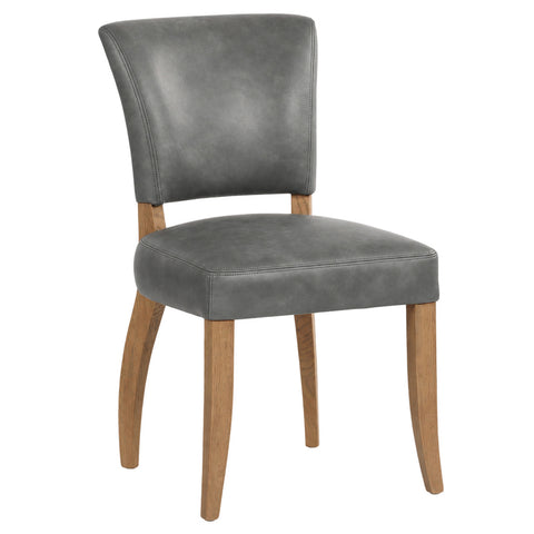 Cartier Stone Grey Leather Dining Chair