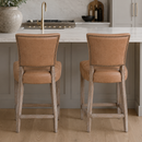 Cartier Caramel Leather Counter Stool in White Wash