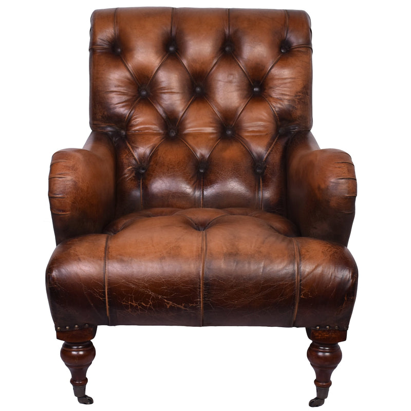 Chaillot Antique Leather Armchair-Dovetailed &amp; Doublestitched