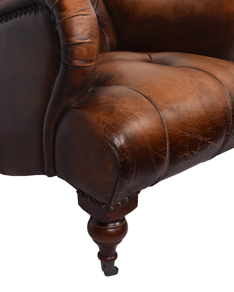 Chaillot Antique Leather Armchair-Dovetailed &amp; Doublestitched