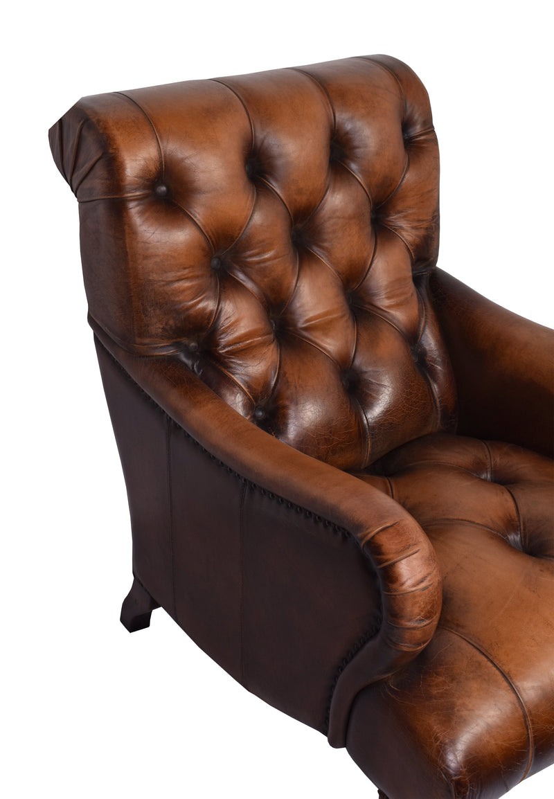 Chaillot Antique Leather Armchair-Dovetailed &amp; Doublestitched