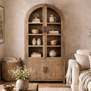 Charles Old Elm Arch Glass Cabinet-Dovetailed &amp; Doublestitched