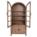 Charles Old Elm Arch Glass Cabinet-Dovetailed &amp; Doublestitched