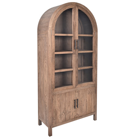Charles Old Elm Arch Glass Cabinet