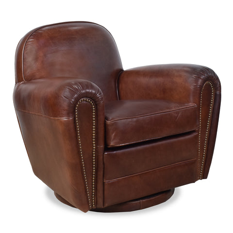 Chatou Vintage Leather Swivel Chair