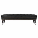Chesterfield Black Leather Bench-Dovetailed &amp; Doublestitched