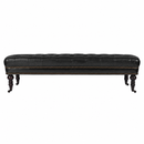 Chesterfield Black Leather Bench-Dovetailed &amp; Doublestitched