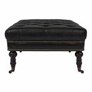 Chesterfield Black Leather Coffee Table-Dovetailed &amp; Doublestitched