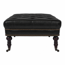 Chesterfield Black Leather Coffee Table-Dovetailed &amp; Doublestitched
