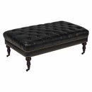 Chesterfield Black Leather Coffee Table-Dovetailed &amp; Doublestitched