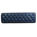 Chesterfield Blue Leather Bench-Dovetailed &amp; Doublestitched