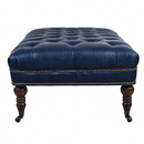Chesterfield Blue Leather Coffee Table-Dovetailed &amp; Doublestitched