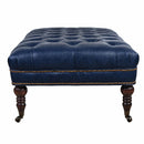Chesterfield Blue Leather Coffee Table-Dovetailed &amp; Doublestitched