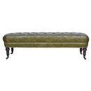 Chesterfield British Green Leather Bench-Dovetailed &amp; Doublestitched