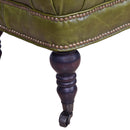 Chesterfield British Green Leather Bench-Dovetailed &amp; Doublestitched