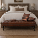 Chesterfield Vintage Leather Bench-Dovetailed &amp; Doublestitched