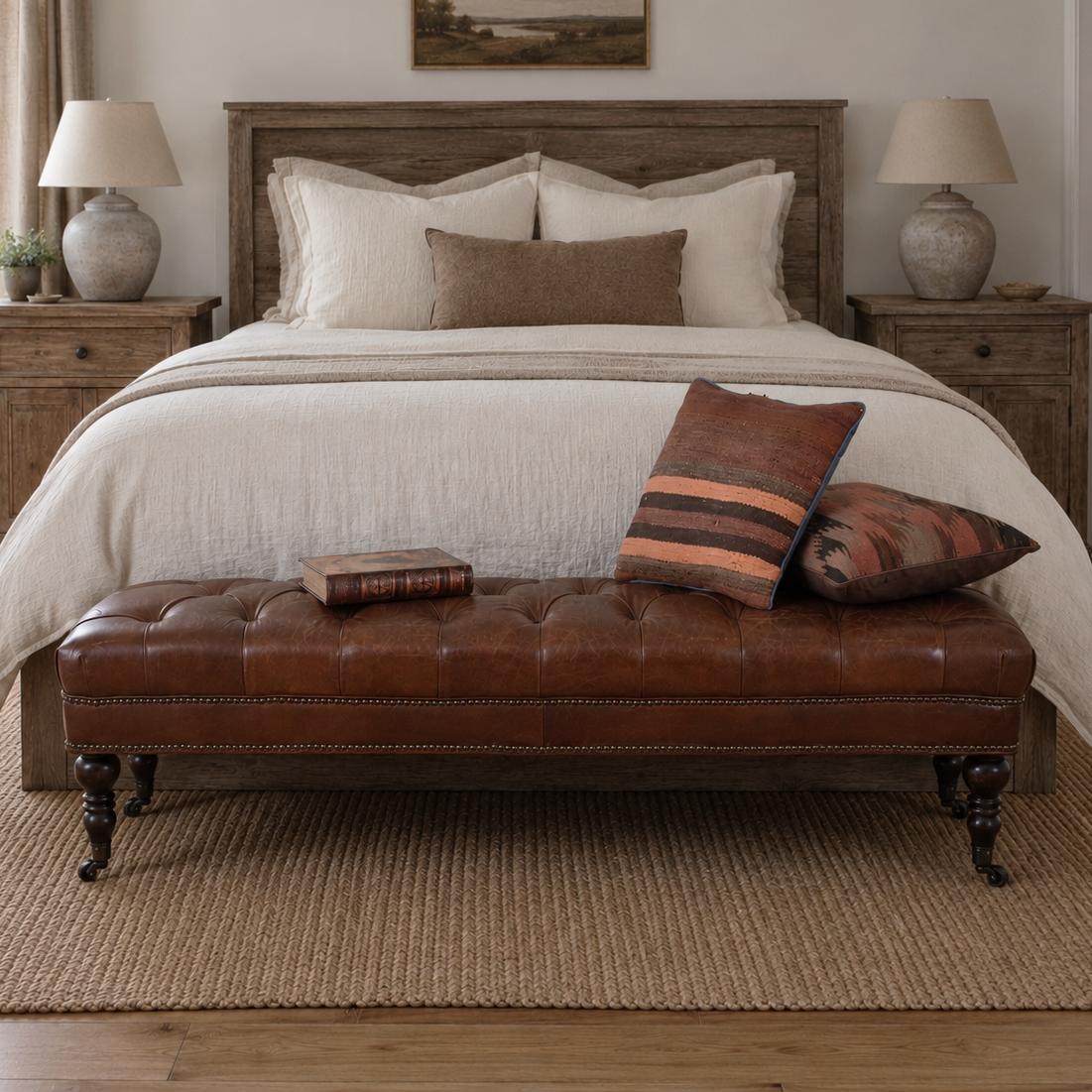 Chesterfield Vintage Leather Bench
