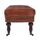 Chesterfield Vintage Leather Bench-Dovetailed &amp; Doublestitched