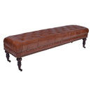 Chesterfield Vintage Leather Bench-Dovetailed &amp; Doublestitched