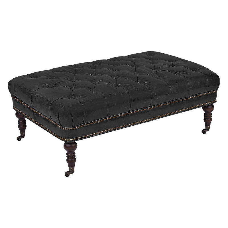 Chesterfield Vintage Leather Coffee Table in Black-Dovetailed &amp; Doublestitched