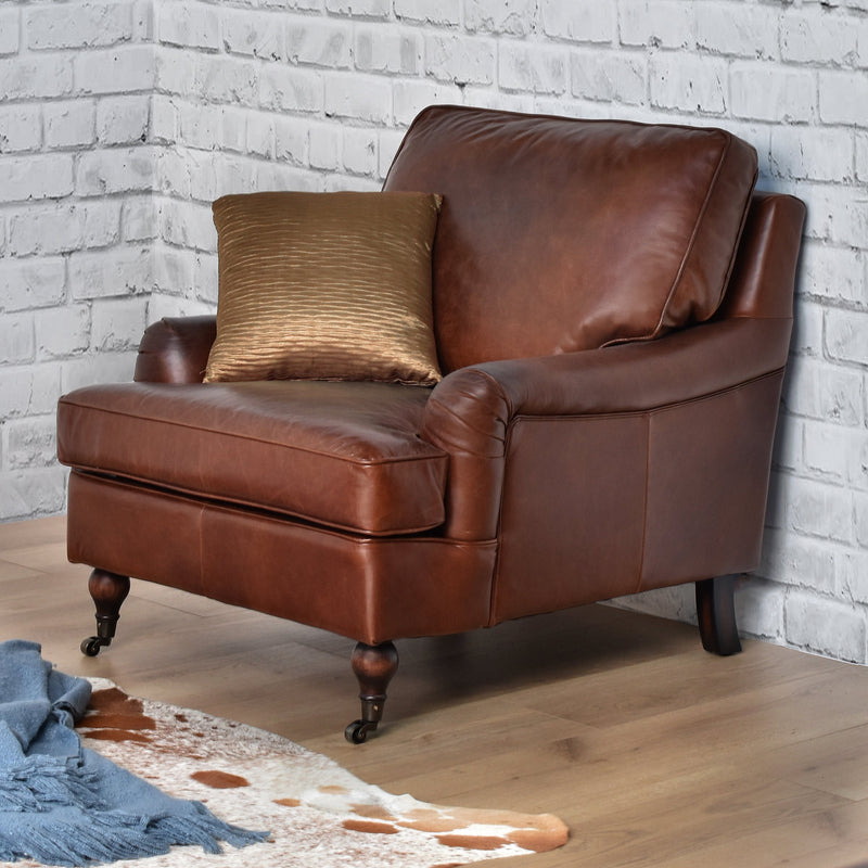 Chiswick Vintage Leather Armchair-Dovetailed &amp; Doublestitched