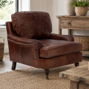 Chiswick Vintage Leather Armchair-Dovetailed &amp; Doublestitched