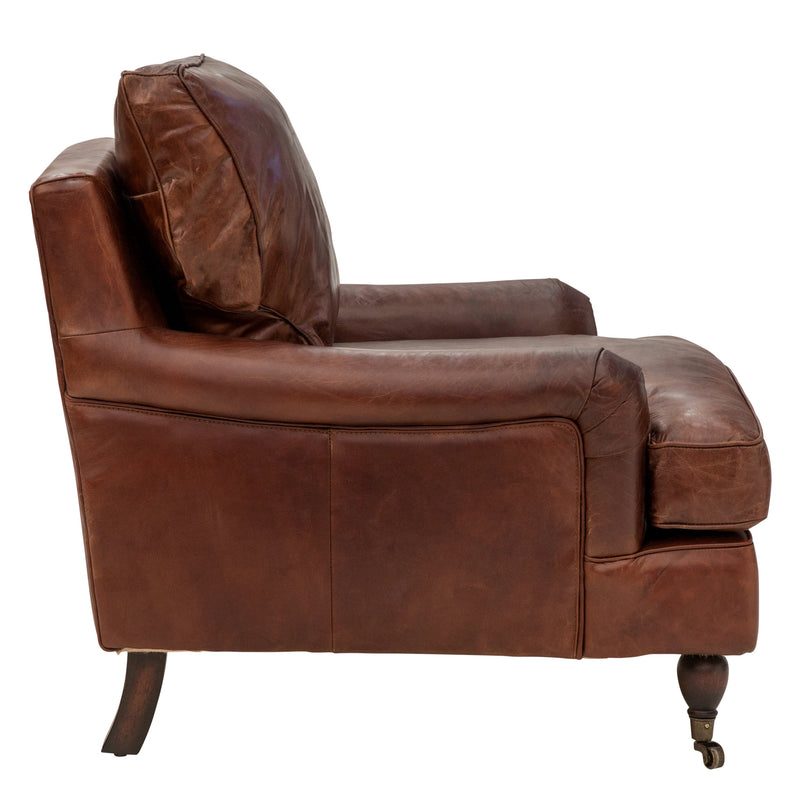 Chiswick Vintage Leather Armchair-Dovetailed &amp; Doublestitched