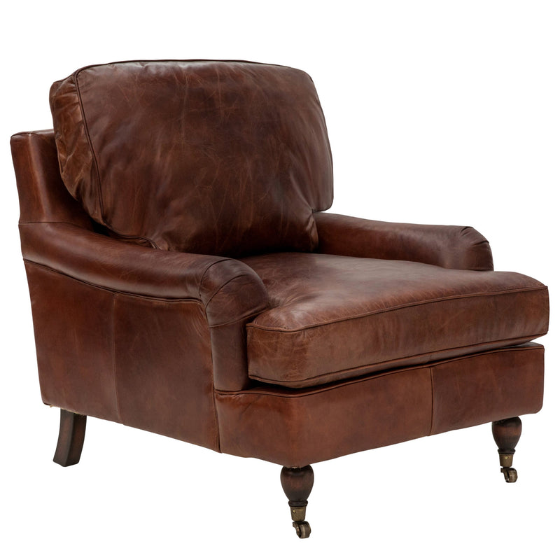 Chiswick Vintage Leather Armchair-Dovetailed &amp; Doublestitched