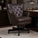 Churchill Dark Chocolate Leather Desk Chair-Dovetailed &amp; Doublestitched