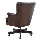 Churchill Dark Chocolate Leather Desk Chair-Dovetailed &amp; Doublestitched