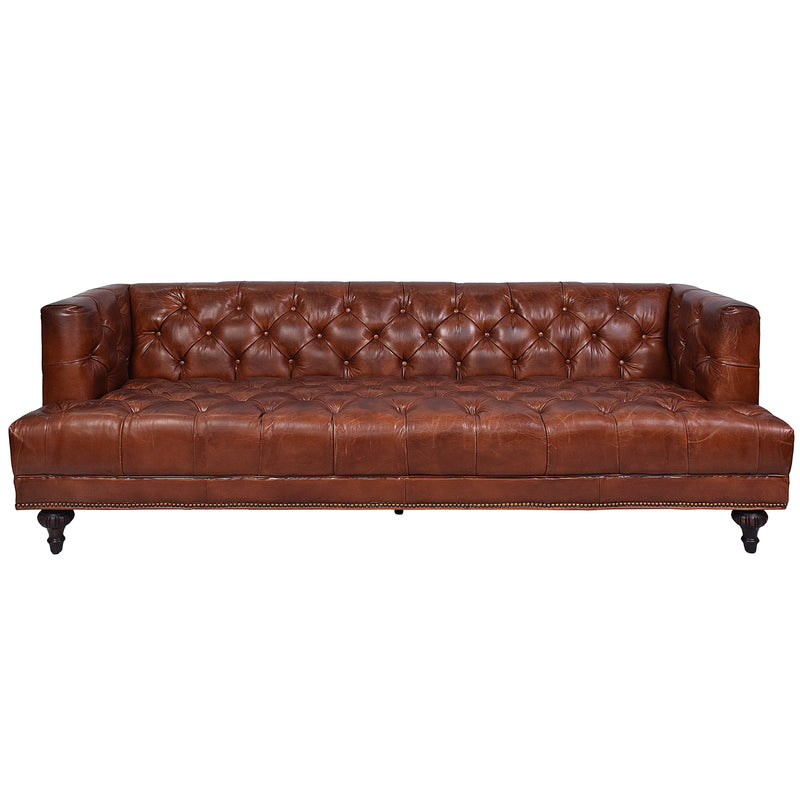 Churchill Vintage Leather 3 Seater Sofa-Dovetailed &amp; Doublestitched